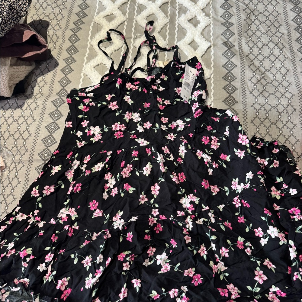 Floral Black and Pink Dress